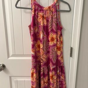 LOFT Pink and Orange Floral Mini Dress